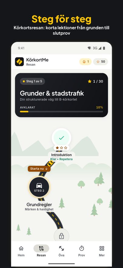 Körkortsresan, lektion för lektion